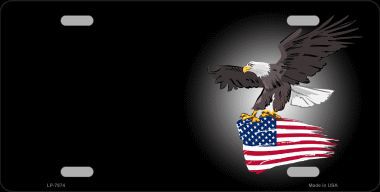 LP-7874 Eagle Flag Offset Metal Novelty License Plate