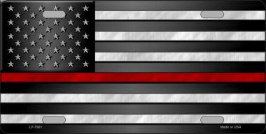 LP-7901 American Flag With Red Fire Novelty Metal License Plate