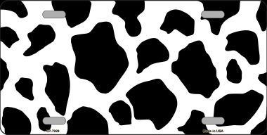 Cow Print Background Metal Novelty License Plate