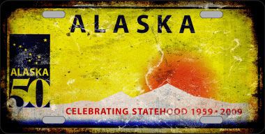 LP-8119 Alaska State Background Rusty Novelty Metal License Plate