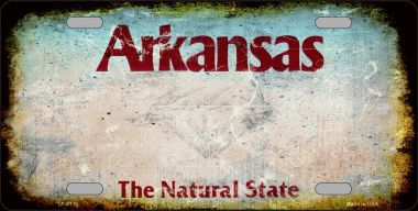 LP-8120 Arkansas State Background Rusty Novelty Metal License Plate