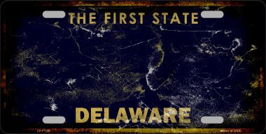LP-8125 Delaware State Background Rusty Novelty Metal License Plate