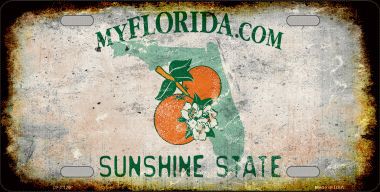 LP-8126 Florida State Background Rusty Novelty Metal License Plate