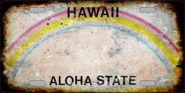 LP-8128 Hawaii State Background Rusty Novelty Metal License Plate