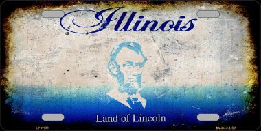 LP-8130 Illinois State Background Rusty Novelty Metal License Plate