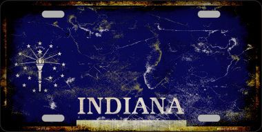 LP-8131 Inidana State Background Rusty Novelty Metal License Plate
