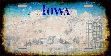 LP-8132 Iowa State Background Rusty Novelty Metal License Plate