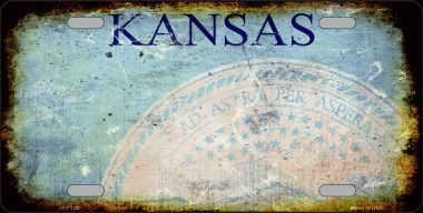 LP-8133 Kansas State Background Rusty Novelty Metal License Plate
