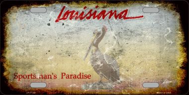 Louisiana State Background Rusty Novelty Metal License Plate