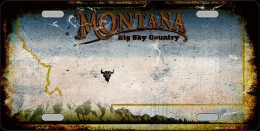 LP-8143 Montana State Background Rusty Novelty Metal License Plate