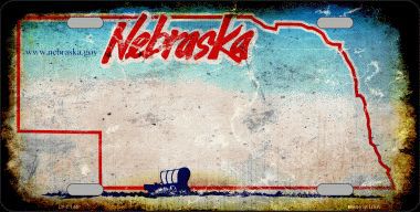 LP-8144 Nebraska State Background Rusty Novelty Metal License Plate