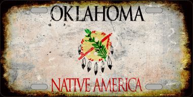 LP-8153 Oklahoma State Background Rusty Novelty Metal License Plate