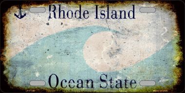 LP-8156 Rhode Island State Background Rusty Novelty Metal License Plate