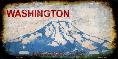 LP-8164 Washington State Background Rusty Novelty Metal License Plate