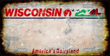 LP-8166 Wisconsin State Background Rusty Novelty Metal License Plate