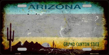 LP-8169 Arizona Gray Background Rusty Novelty Metal License Plate