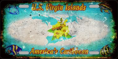 LP-8174 Virgin Island Background Rusty Novelty Metal License Plate