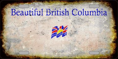 LP-8177 British Columbia Background Rusty Novelty Metal License Plate