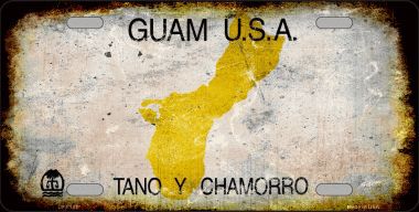 Guam Background Rusty Novelty Metal License Plate
