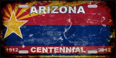 LP-8190 Arizona Centennial State Background Rusty Novelty Metal License Plate