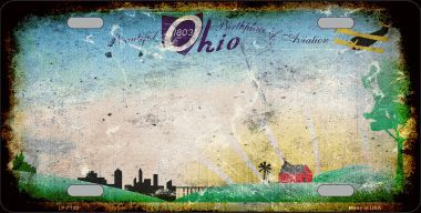 LP-8193 Ohio State Background Rusty Novelty Metal License Plate