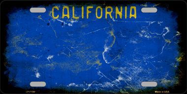 LP-8194 California Blue State Background Rusty Novelty Metal License Plate