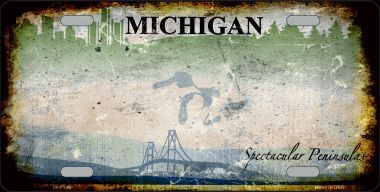 LP-8196 Michigan State Background Rusty Novelty Metal License Plate