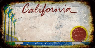 LP-8198 California Background Rusty Novelty Metal License Plate