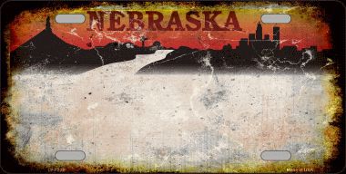 Picture of Smart Blonde LP-8202 Nebraska Background Rusty Novelty Metal License Plate