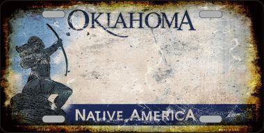 LP-8205 Oklahoma Background Rusty Novelty Metal License Plate