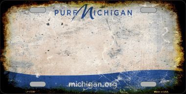 LP-8207 Michigan Background Rusty Novelty Metal License Plate