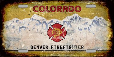 Picture of Smart Blonde LP-8213 Denver Firefighter Background Rusty Novelty Metal License Plate
