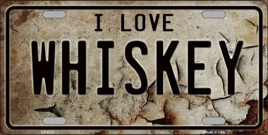 LP-8223 I Love Whiskey Novelty Metal License Plate