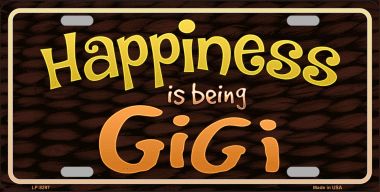 Picture of Smart Blonde LP-8297 Happiness Is Being Gigi Novelty Metal License Plate