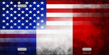 Picture of Smart Blonde LP-8299 American French Flag Novelty Metal License Plate