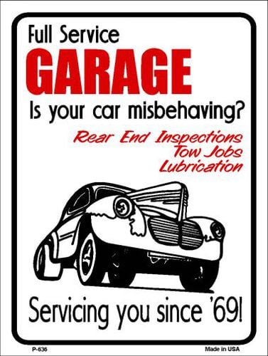 P-636 Full Service Garage Metal Novelty Parking Sign