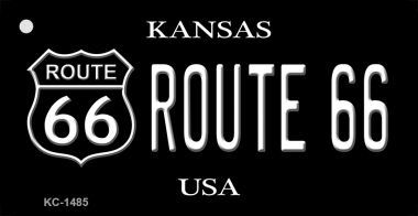 SMART BLONDE Kansas Route 66 Black Novelty Aluminum Key Chain KC-1485