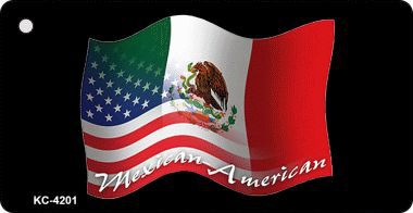 SMART BLONDE Mexico American Flag Novelty Aluminum Key Chain KC-4201