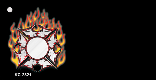 KC-2321 Fire Maltese Cross OffSet Novelty Key Chain