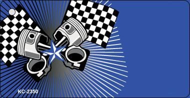 KC-2350 Pistons Checkered Flags OffSet Novelty Key Chain