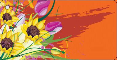 SMART BLONDE Flowers Orange Offset Novelty Aluminum Key Chain KC-2377