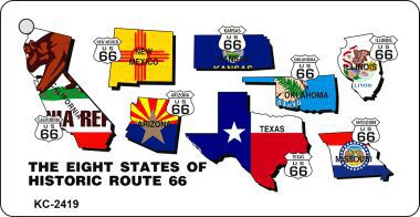 KC-2419 Eight States Route 66 Novelty Key Chain