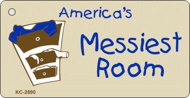 SMART BLONDE Americas Messiest Room Novelty Aluminum Key Chain KC-2890