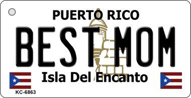 KC-6863 Best Mom Puerto Rico Flag Novelty Key Chain