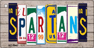 KC-7947 Spartans Wood License Plate Art Novelty Key Chain