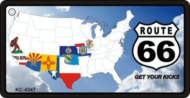 KC-4347 Route 66 Map Novelty Metal License Plate