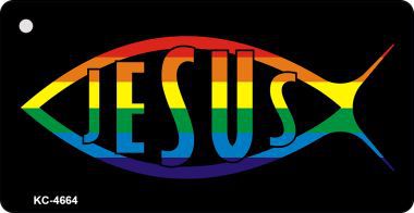 KC-4664 Jesus Fish Rainbow Design Novelty Key Chain