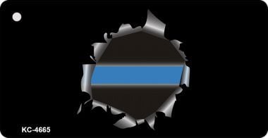 SMART BLONDE Thin Blue Line Bullet Hole Novelty Aluminum Key Chain KC-4665
