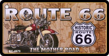 KC-4670 Route 66 Motorcycle Map Novelty Key Chain