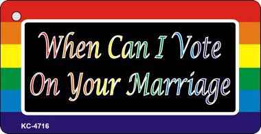 KC-4716 Can I Vote Rainbow Designs Novelty Key Chain